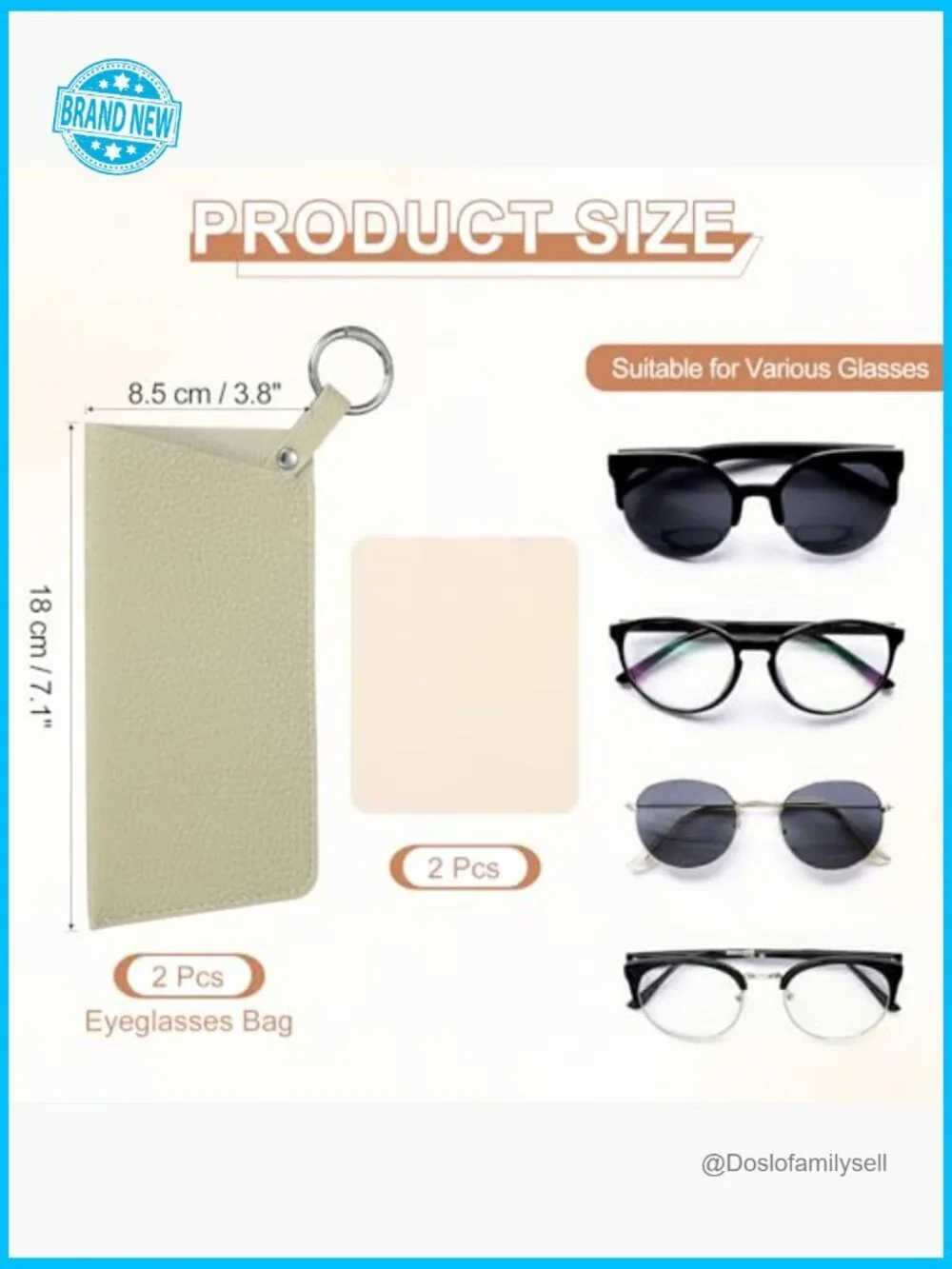 Leather Glasses Case Soft Slip-in Pouch Elegant Minimal Chic Portable Storage